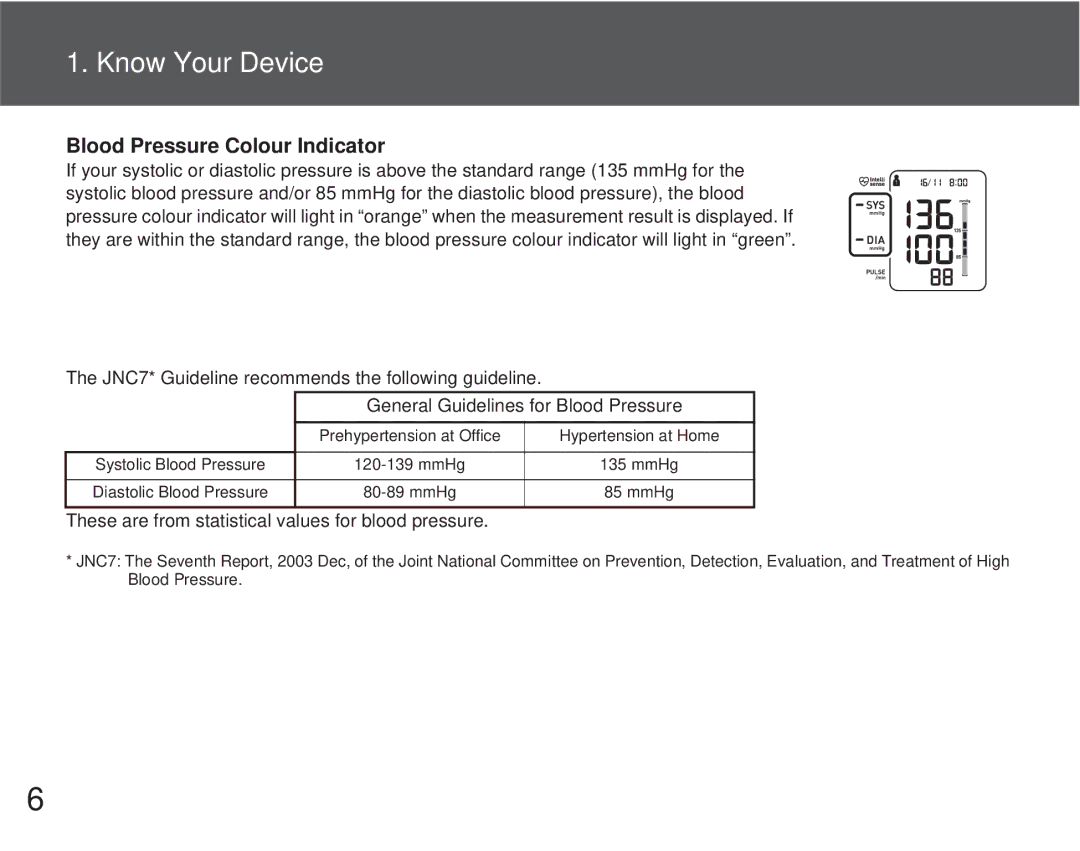 Omron M6 Comfort instruction manual Blood Pressure Colour Indicator 