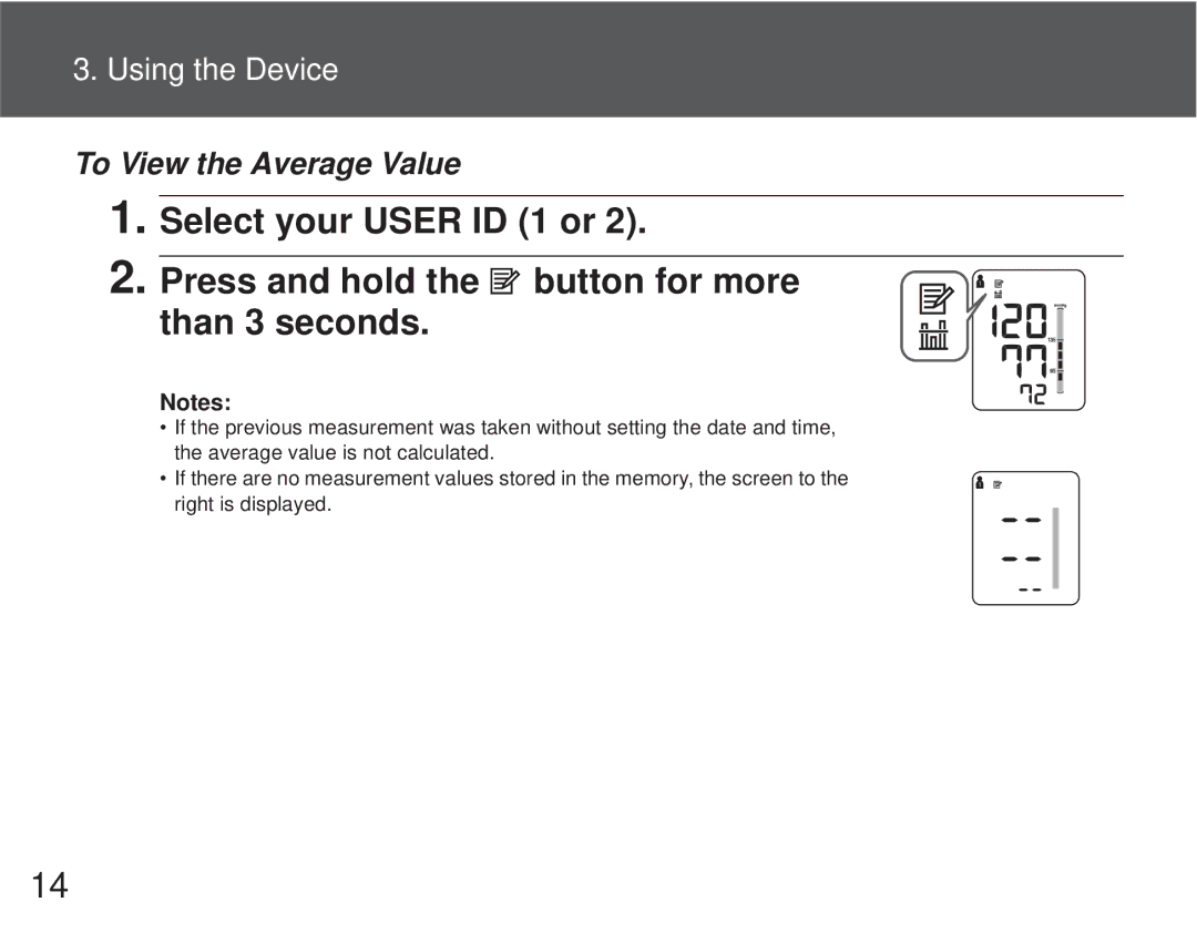 Omron M6 Comfort instruction manual To View the Average Value 