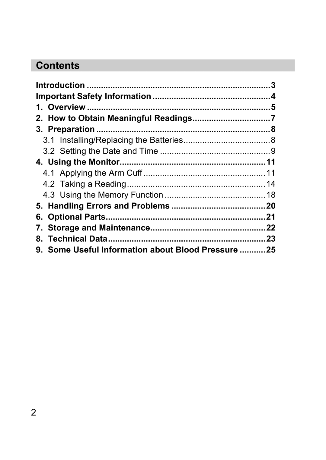 Omron M6 instruction manual Contents 