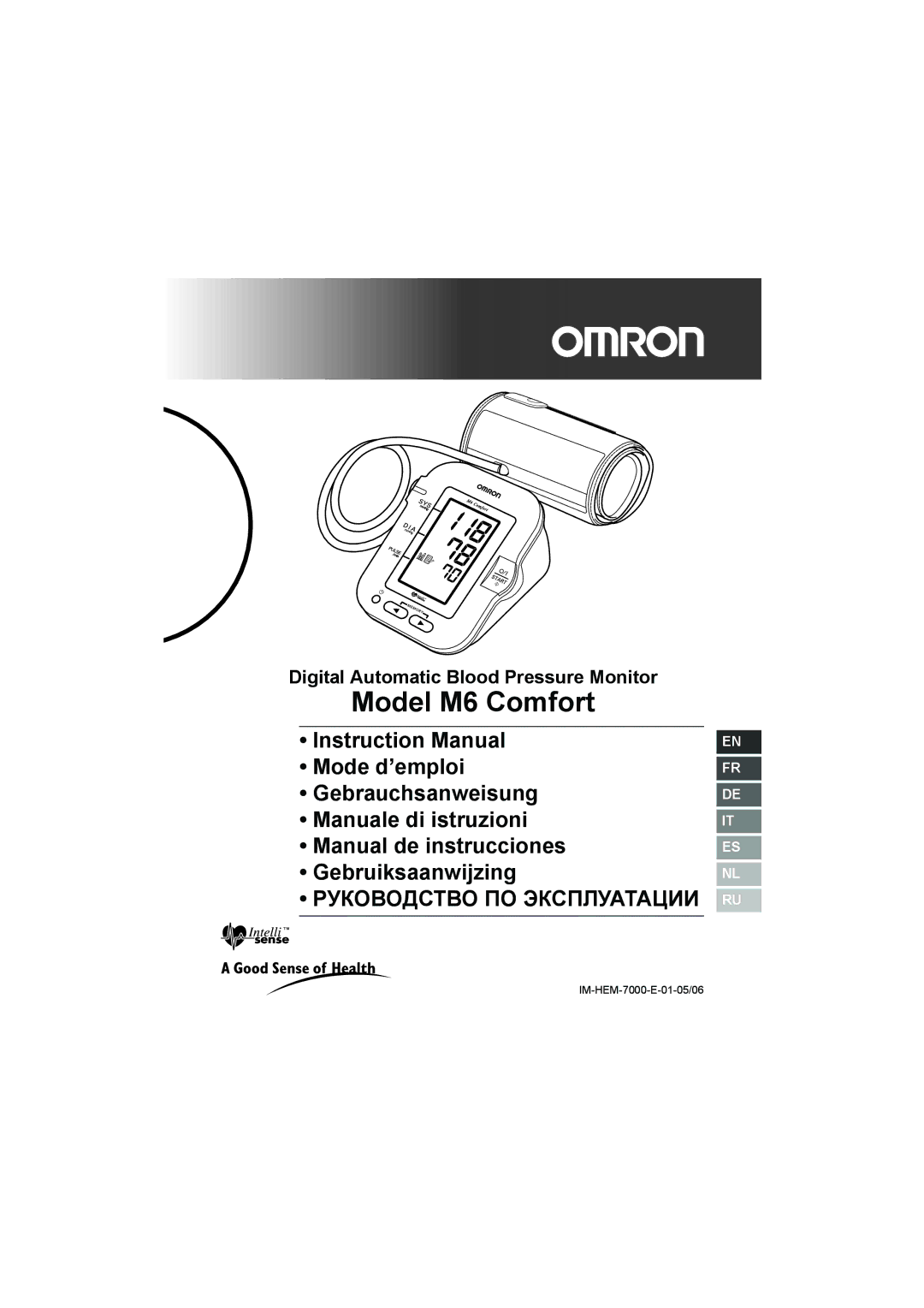 Omron instruction manual Model M6 Comfort, Digital Automatic Blood Pressure Monitor 