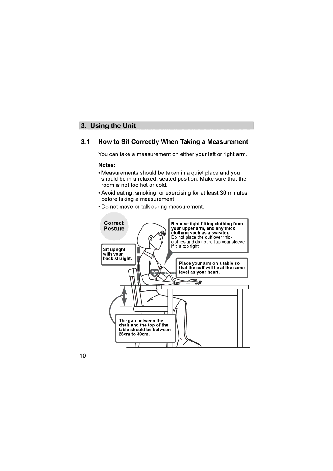 Omron M6 instruction manual Correct Posture 