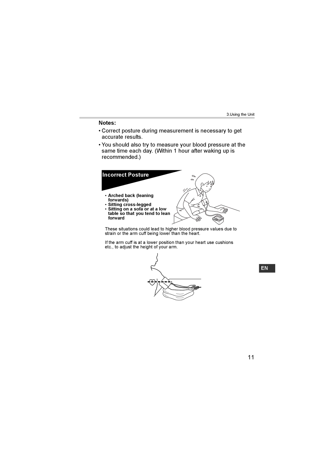 Omron M6 instruction manual Incorrect Posture 