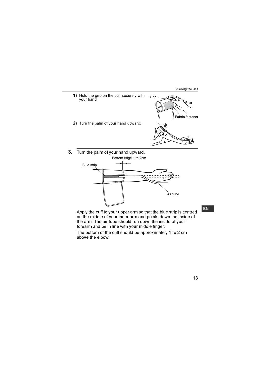 Omron M6 instruction manual Turn the palm of your hand upward 