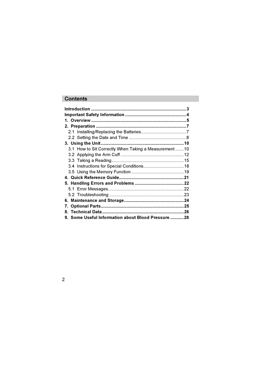 Omron M6 instruction manual Contents 