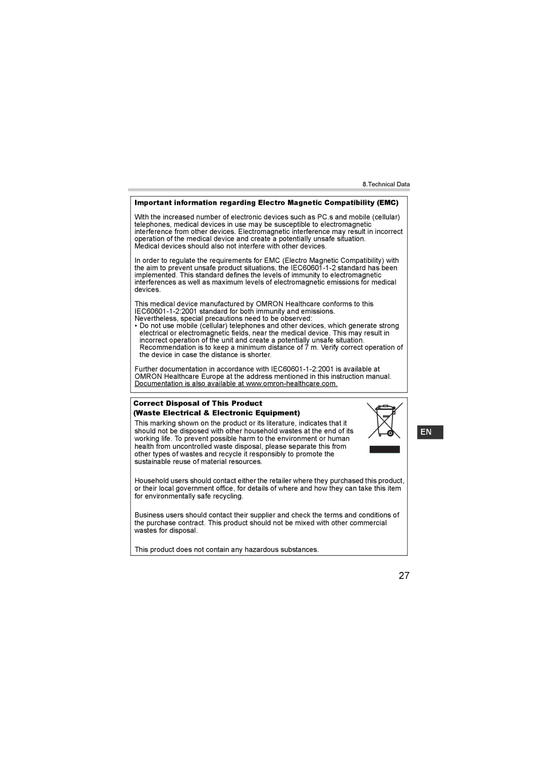 Omron M6 instruction manual Technical Data 