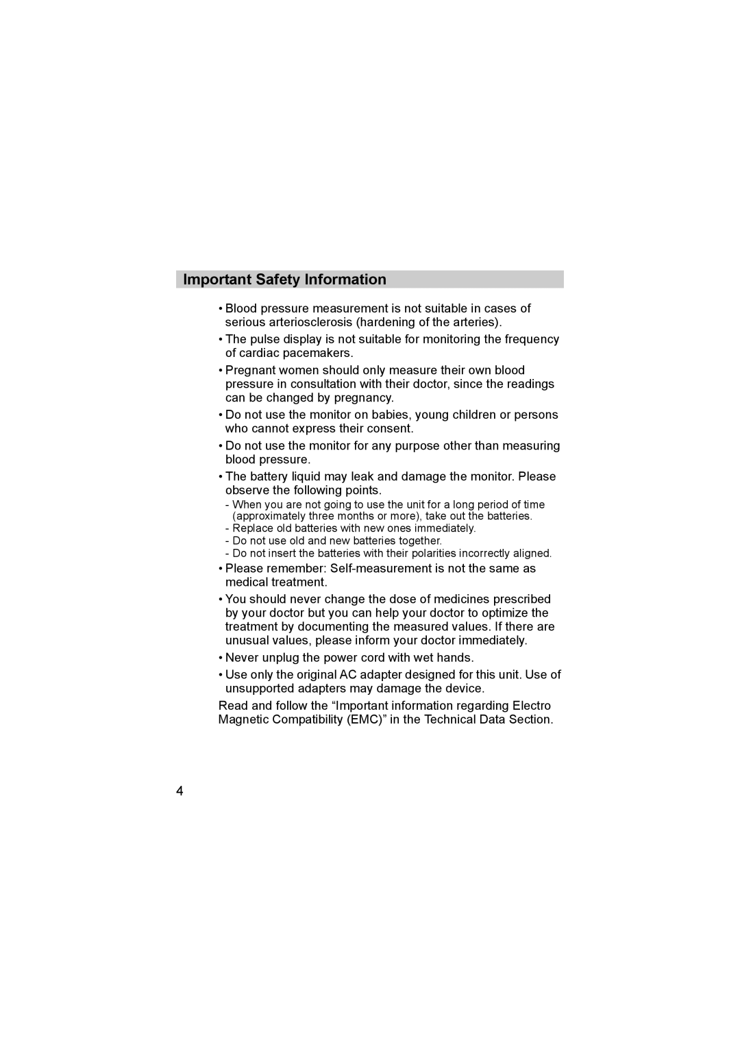 Omron M6 instruction manual Important Safety Information 