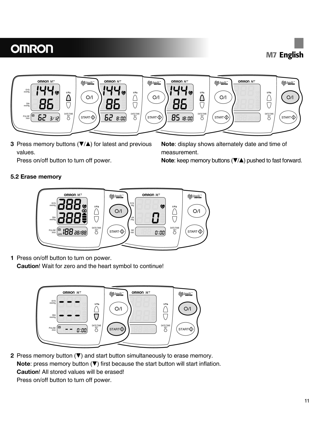 Omron M7 instruction manual Erase memory 