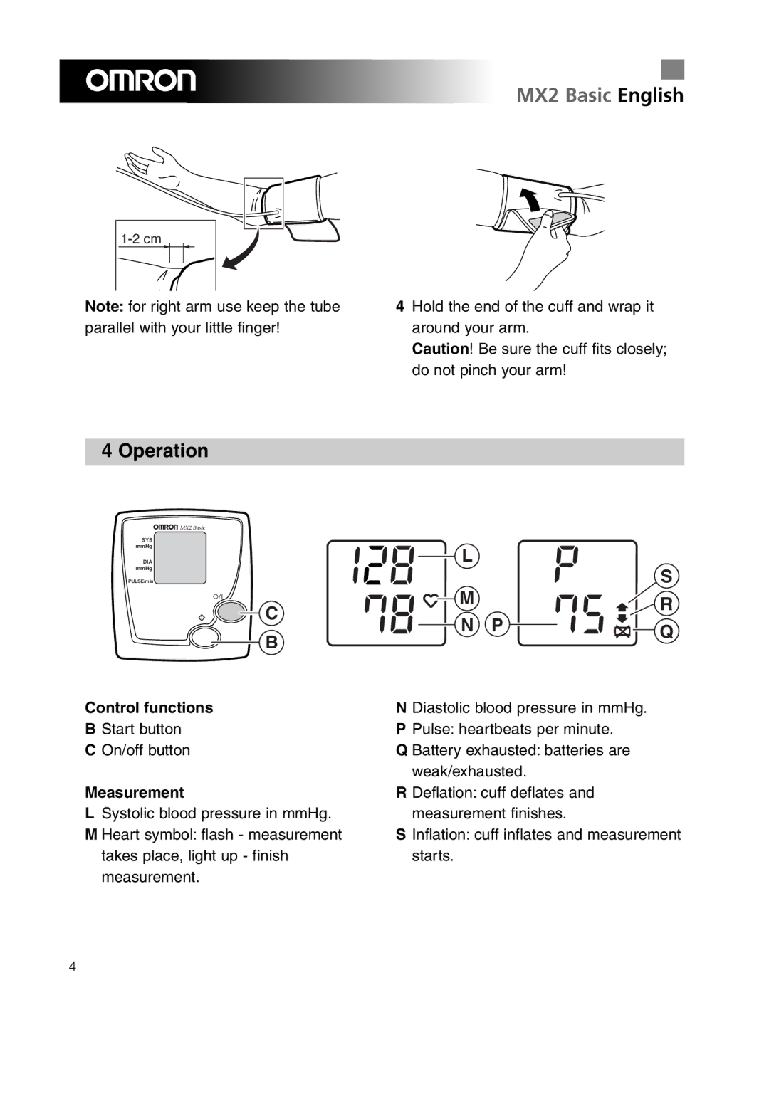 Omron MX2 Basic instruction manual Operation, Control functions, Measurement 