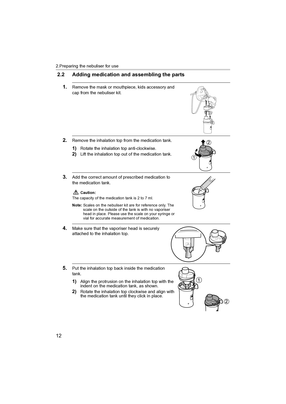 Omron NE- C801KD instruction manual Adding medication and assembling the parts 