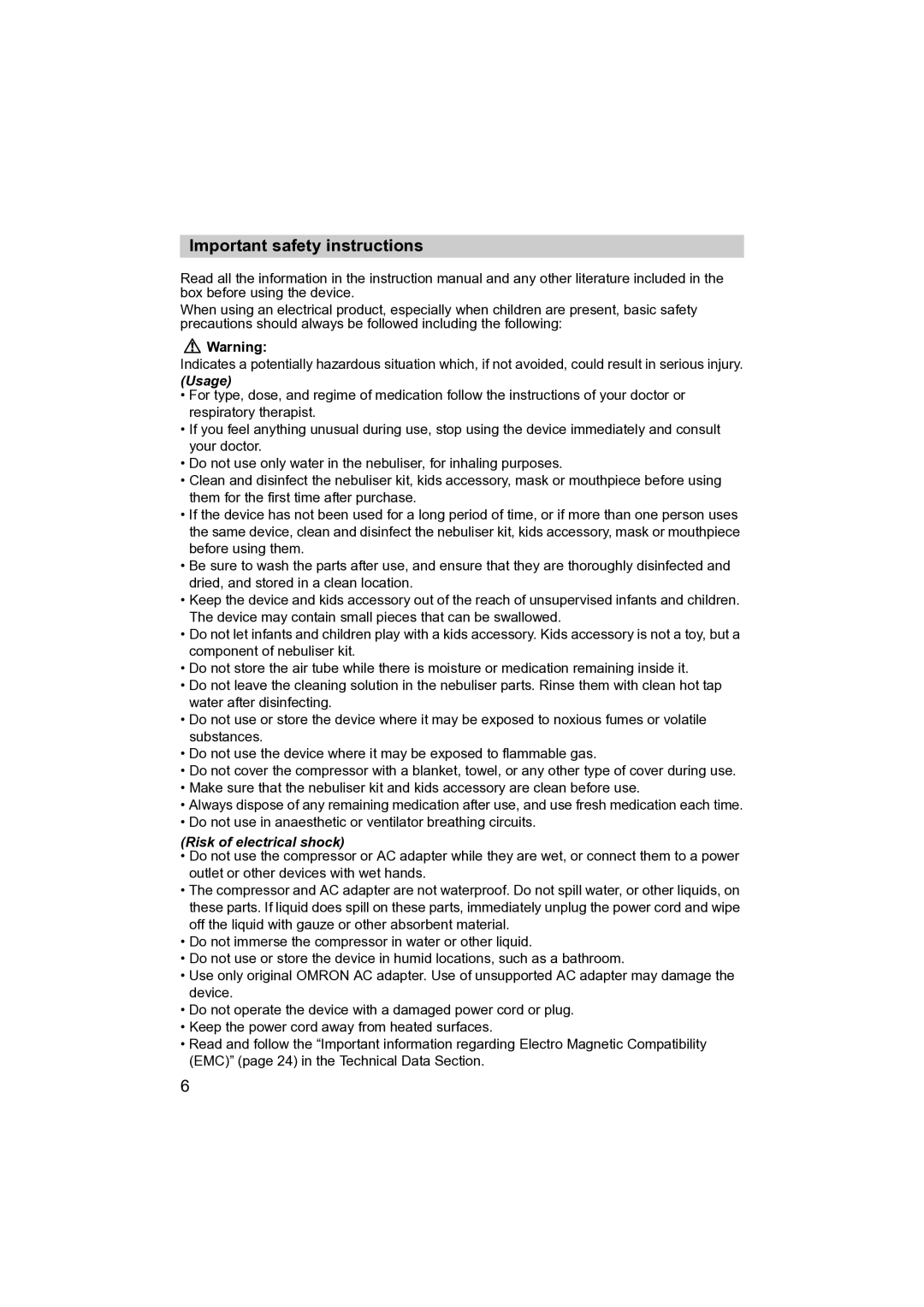 Omron NE- C801KD instruction manual Important safety instructions, Usage 