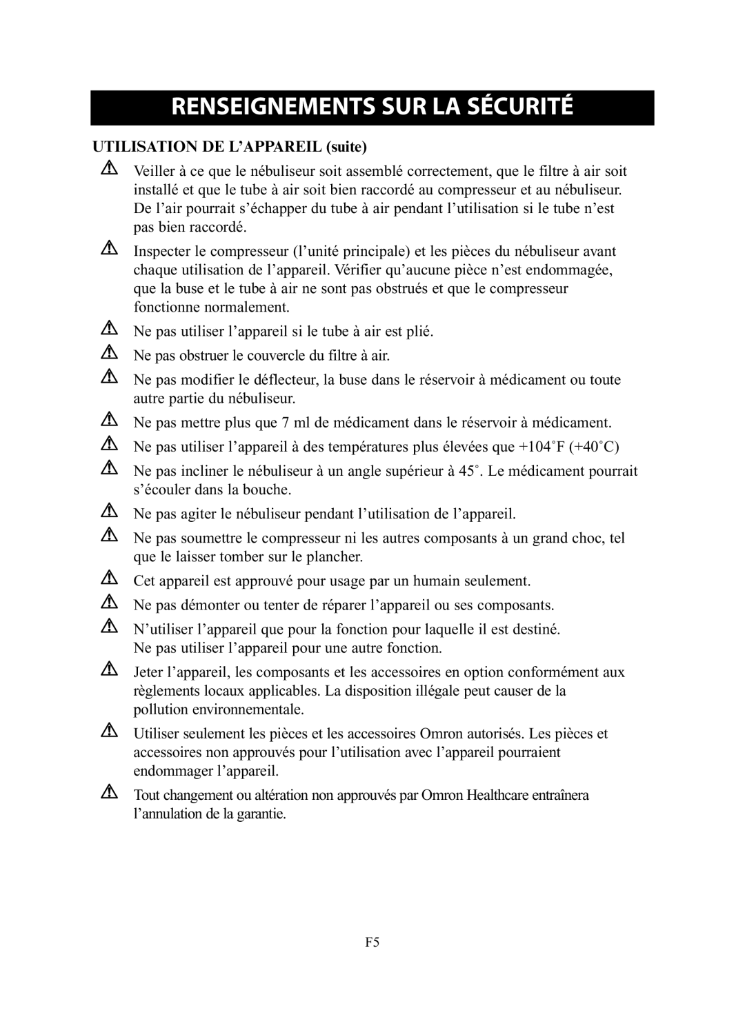 Omron NE-C28 instruction manual Utilisation DE L’APPAREIL suite 