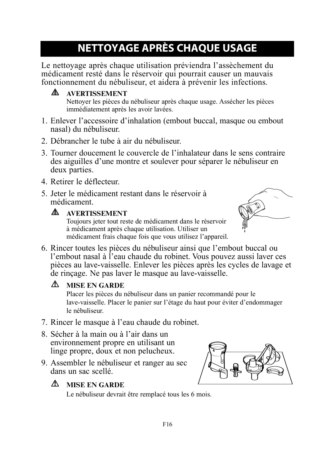 Omron NE-C28 instruction manual Nettoyage Après Chaque Usage 