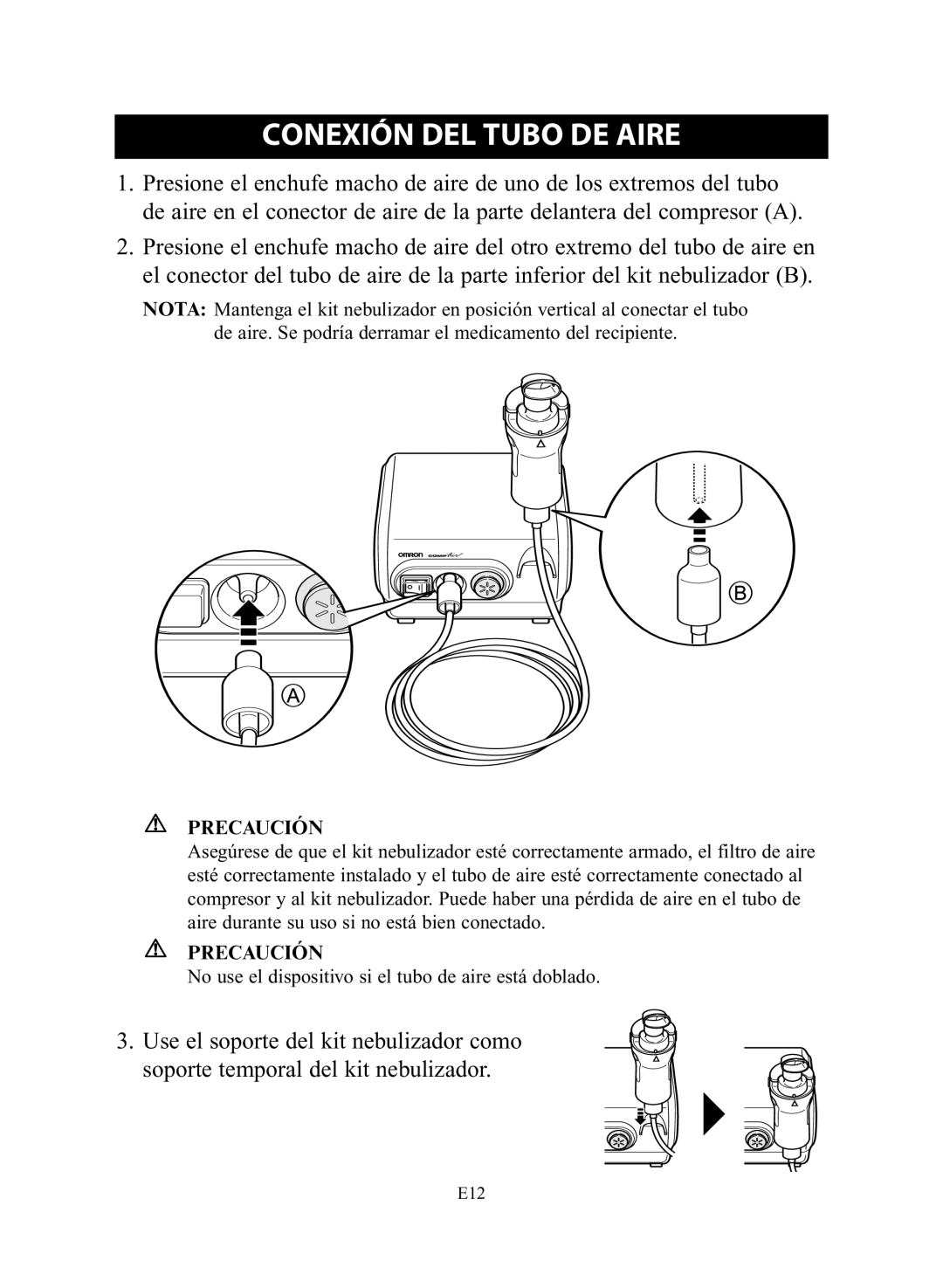 Omron NE-C28 instruction manual Conexión DEL Tubo DE Aire 