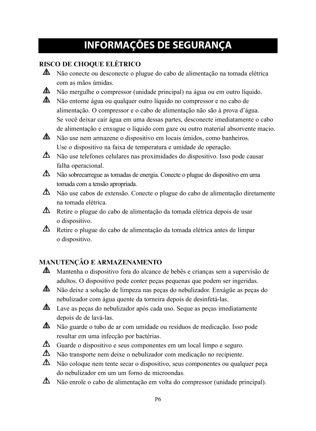 Omron NE-C28 instruction manual Risco DE Choque Elétrico, Manutenção E Armazenamento 