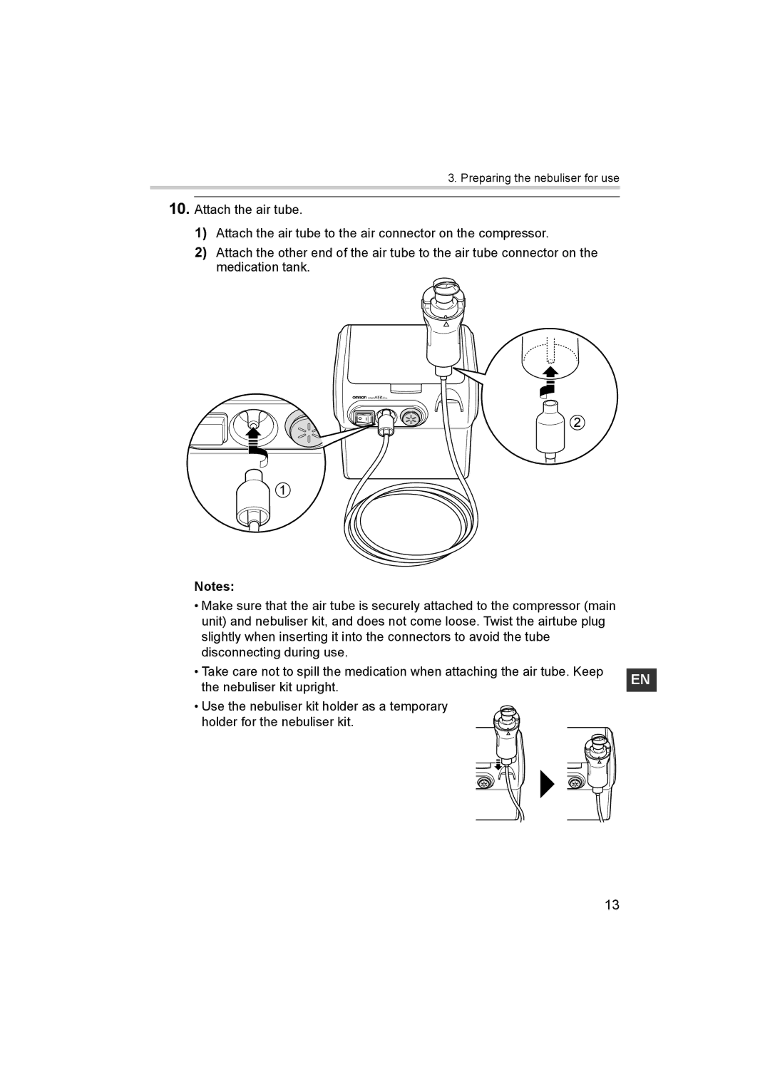 Omron NE-C29-E instruction manual Preparing the nebuliser for use 