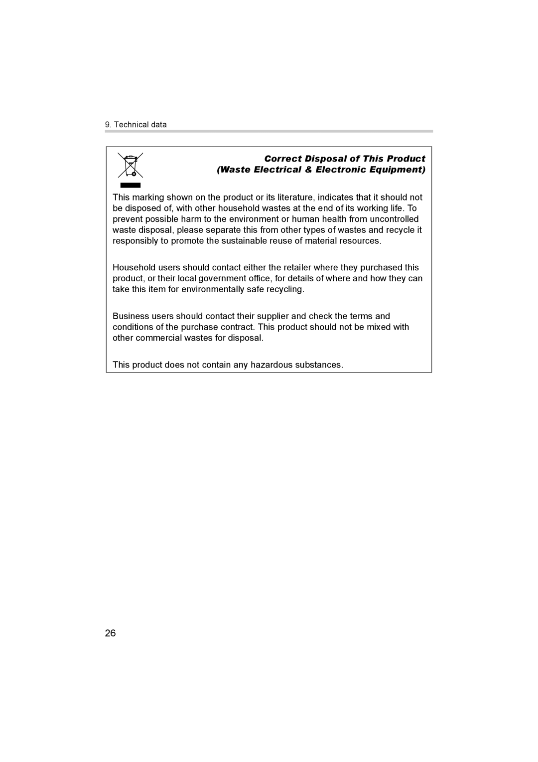 Omron NE-C29-E instruction manual Technical data 