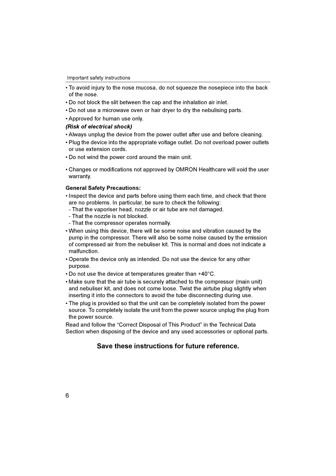 Omron NE-C29-E instruction manual Save these instructions for future reference, General Safety Precautions 