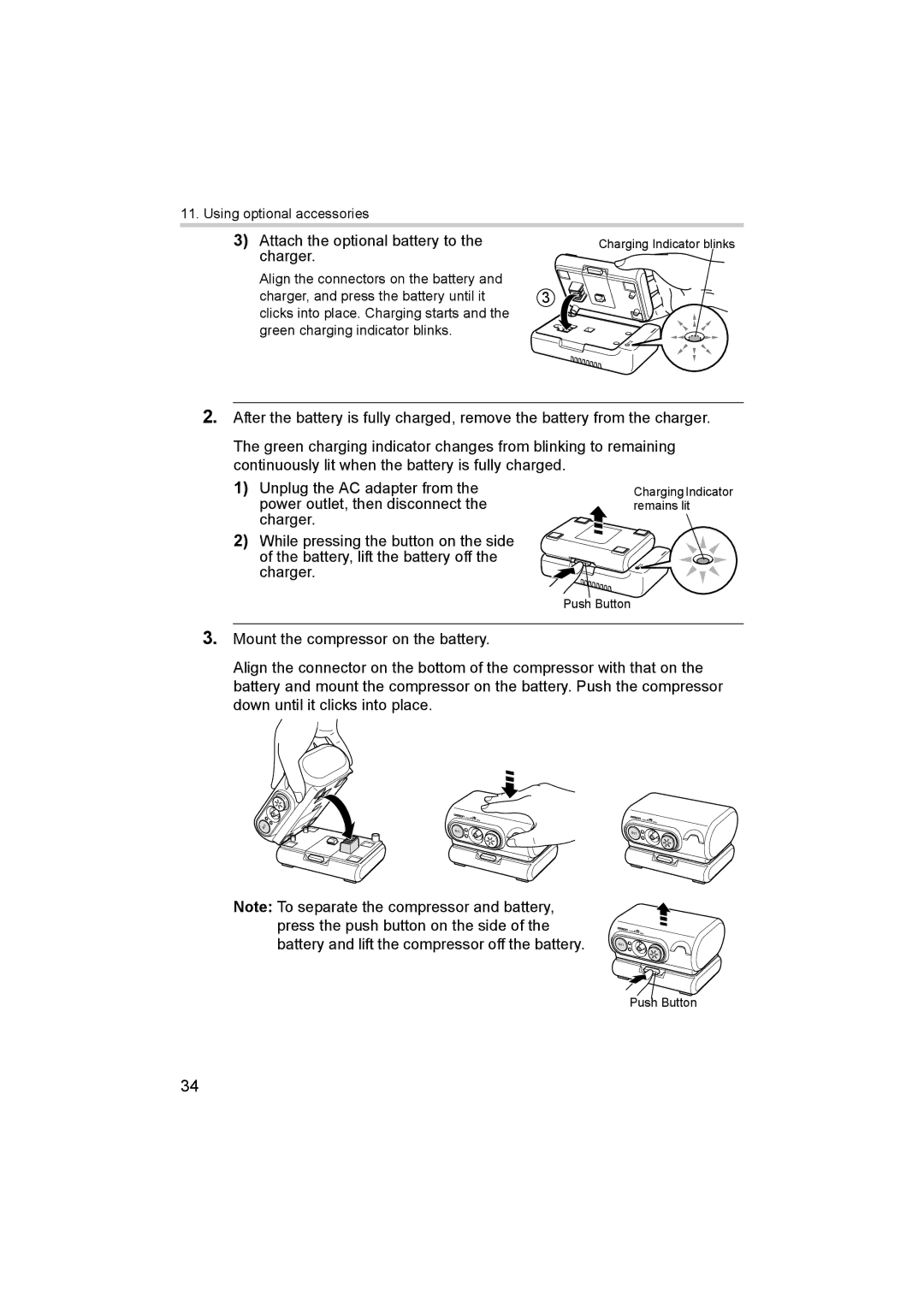 Omron NE-C30-E instruction manual Attach the optional battery to 