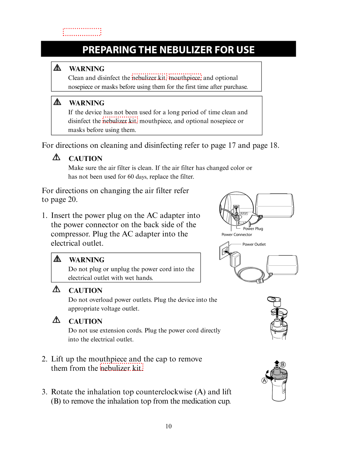 Omron NE-C30 instruction manual Preparing the Nebulizer for USE 