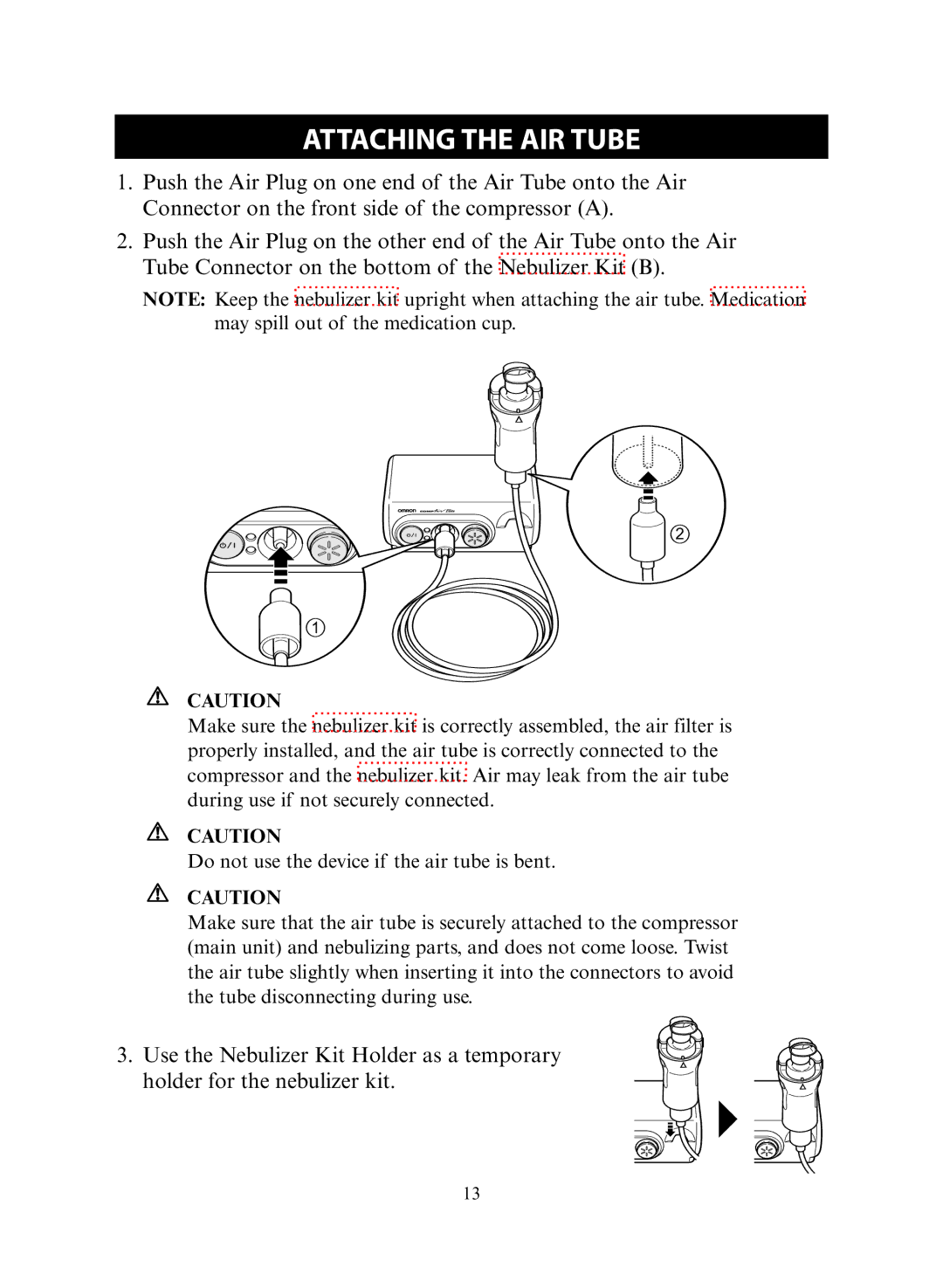 Omron NE-C30 instruction manual Attaching the AIR Tube 