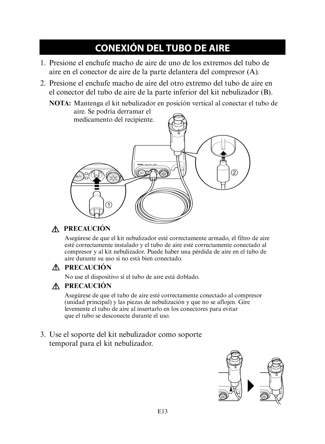 Omron NE-C30 instruction manual Conexión DEL Tubo DE Aire 