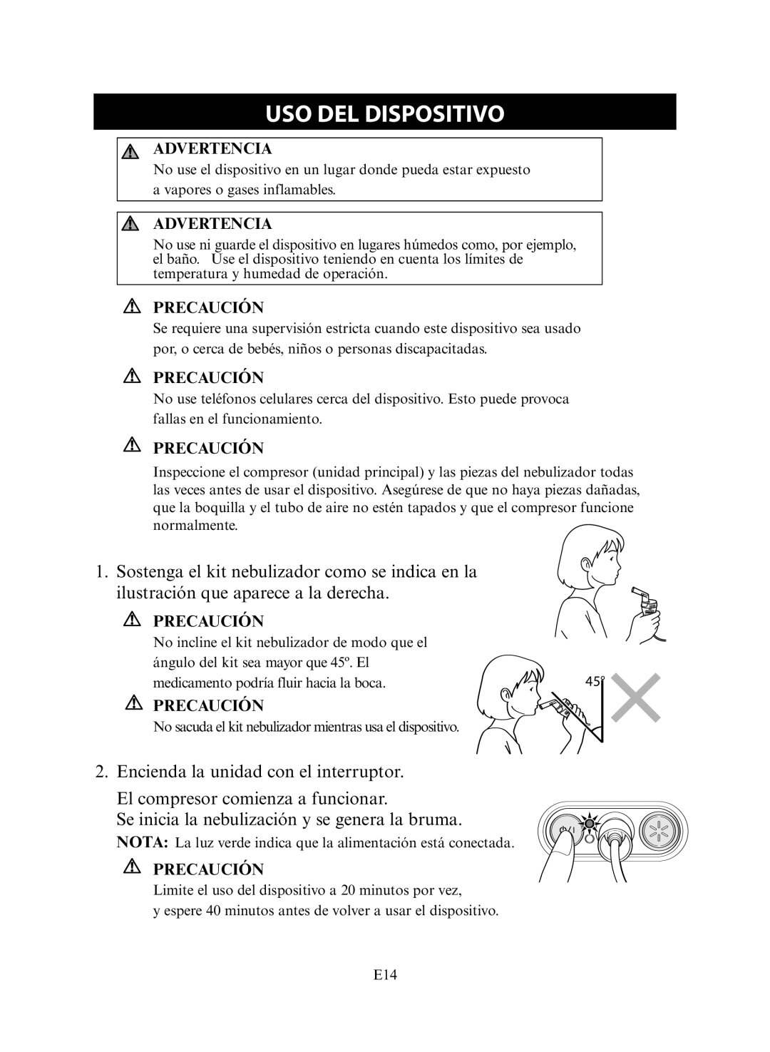 Omron NE-C30 instruction manual USO DEL Dispositivo, Advertencia 