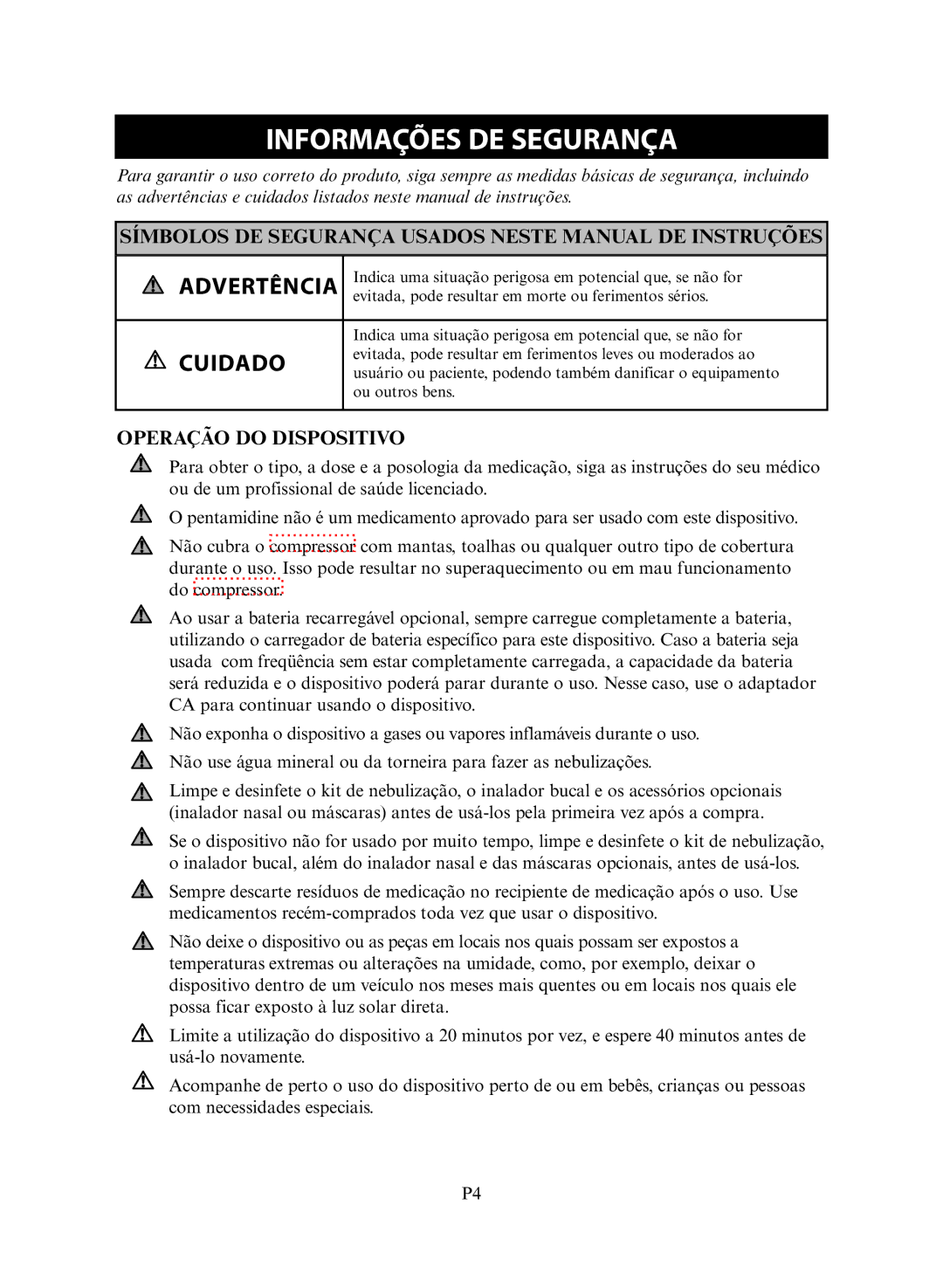 Omron NE-C30 Informações DE Segurança, Símbolos DE Segurança Usados Neste Manual DE Instruções, Operação do Dispositivo 