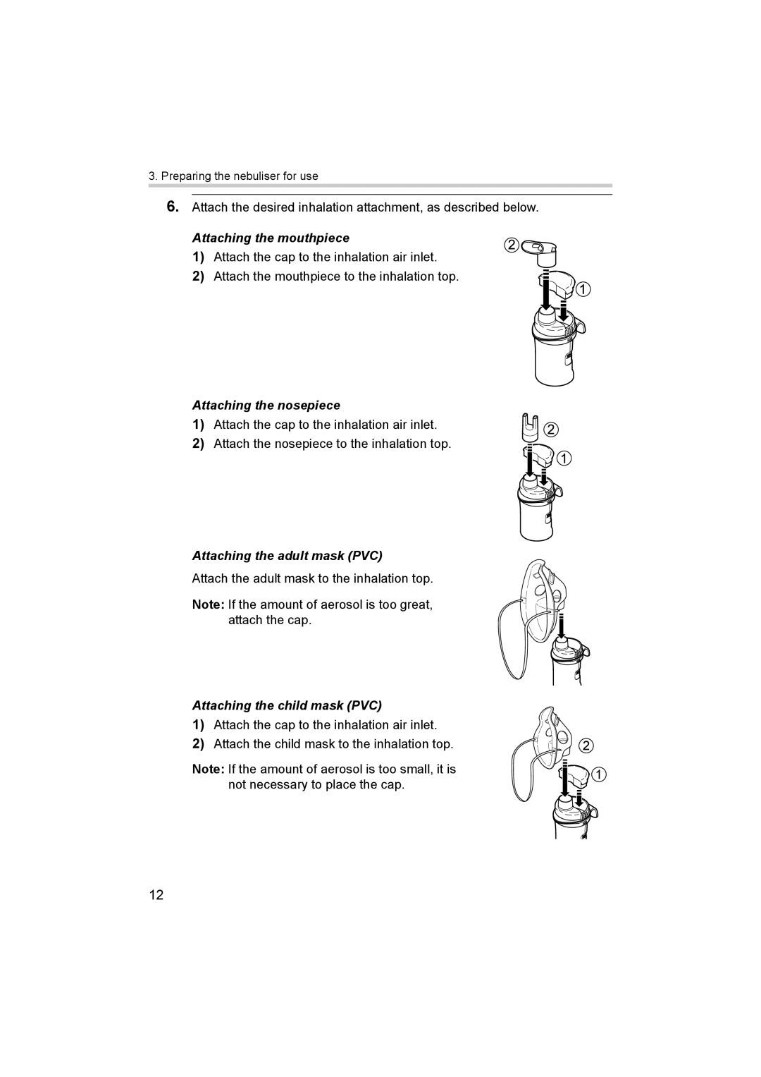 Omron ne-c801 instruction manual Attaching the mouthpiece 