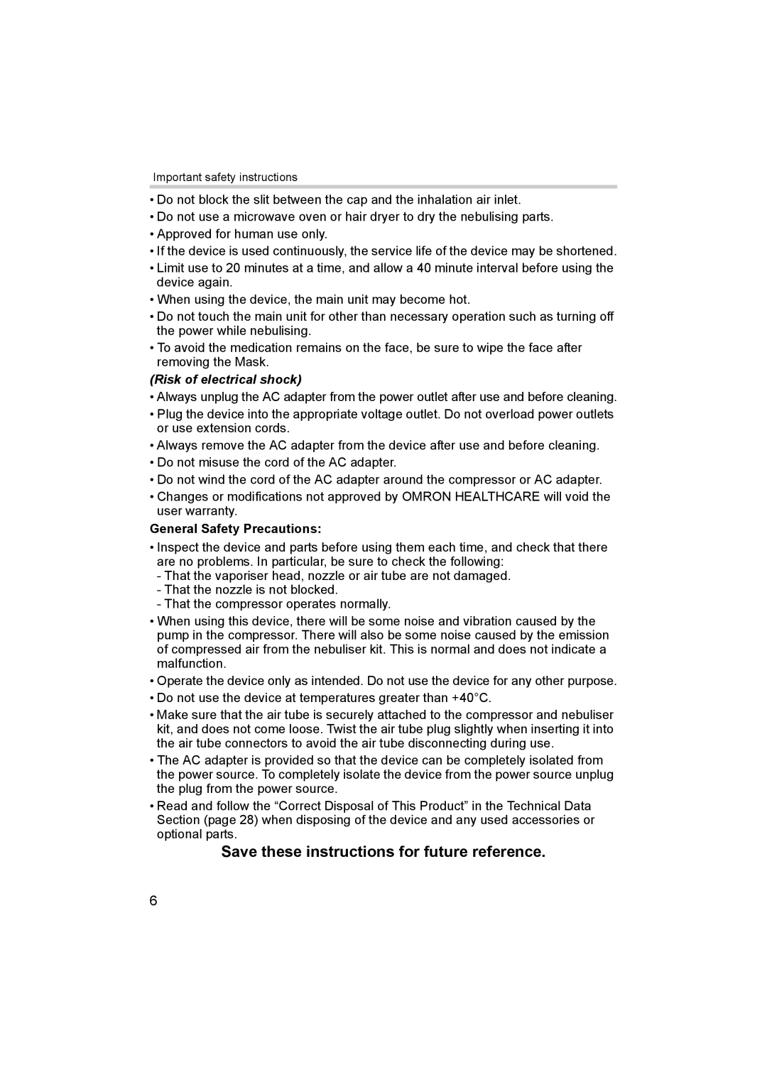 Omron ne-c801 instruction manual Save these instructions for future reference, General Safety Precautions 