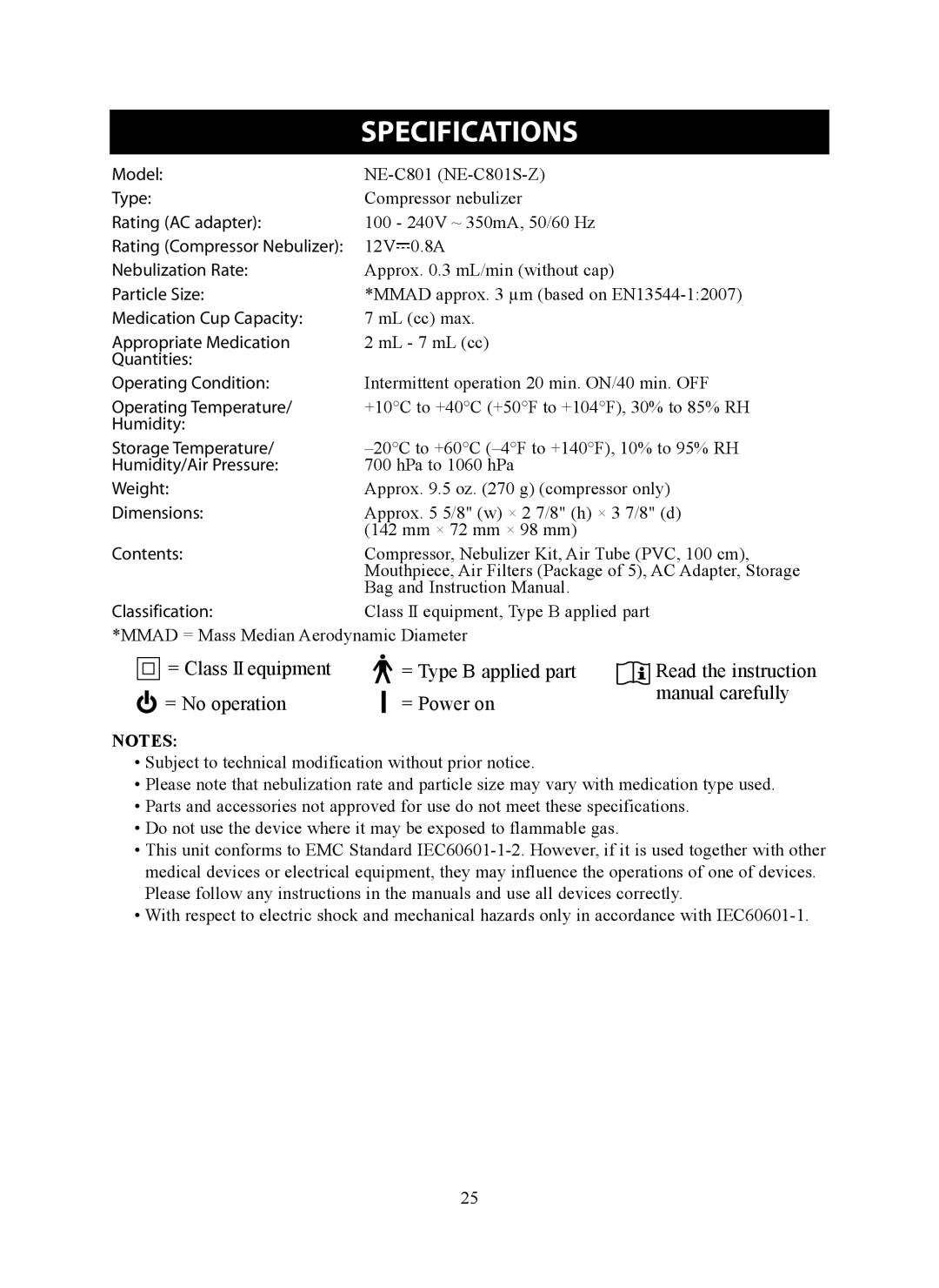 Omron ne-c801 instruction manual Specifications, Contents 