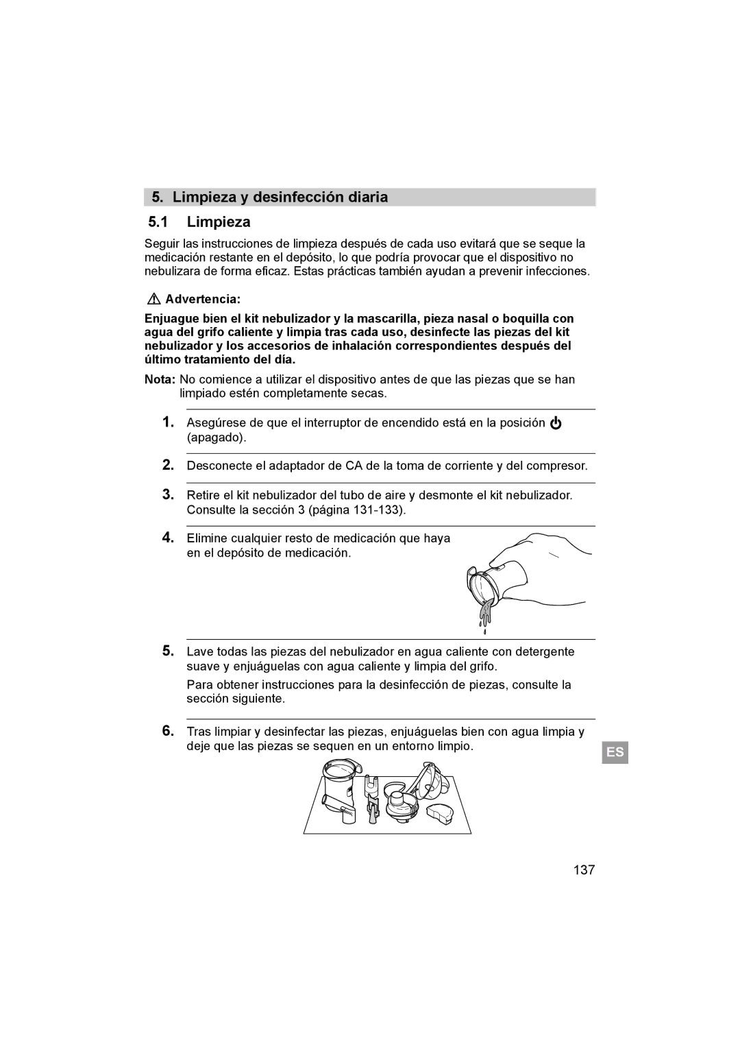 Omron ne-c801 manual Limpieza y desinfección diaria, 137 