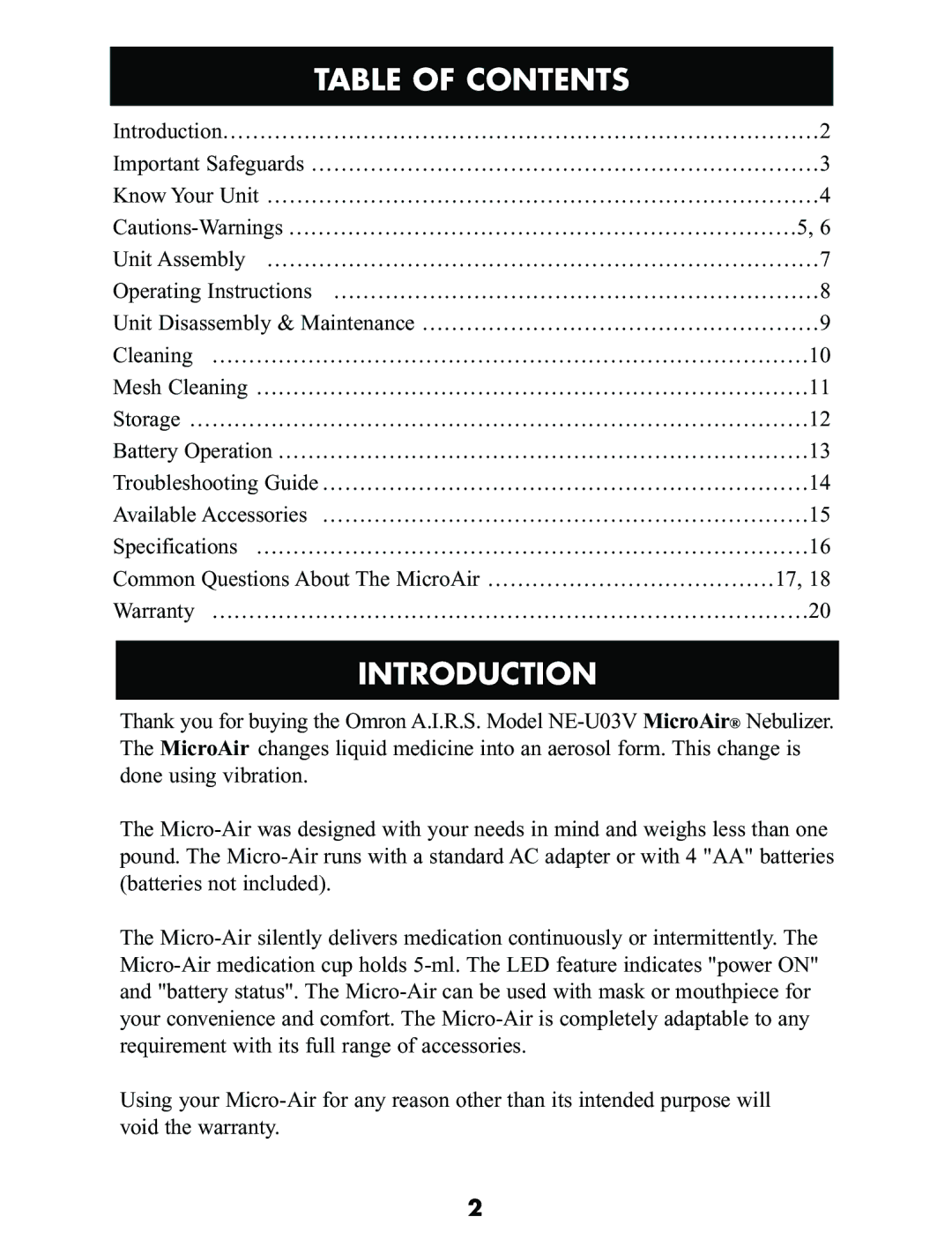 Omron NE-U03V manual Table of Contents, Introduction 