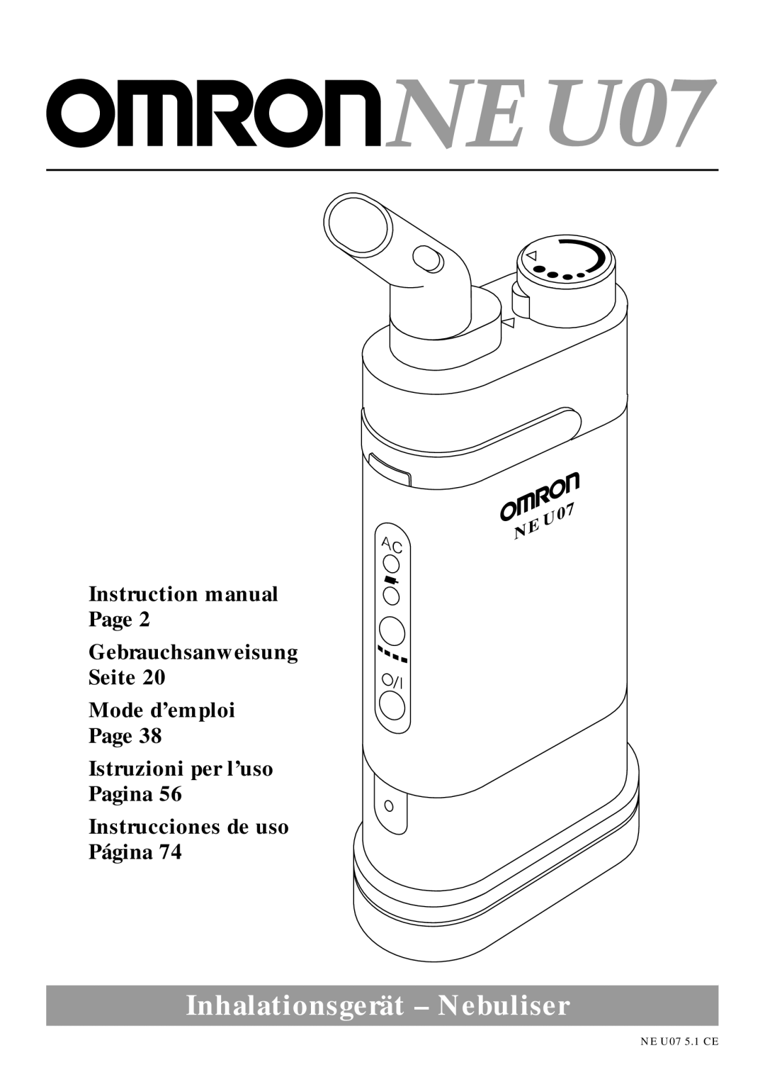 Omron NE U07 instruction manual Inhalationsgerät Nebuliser 