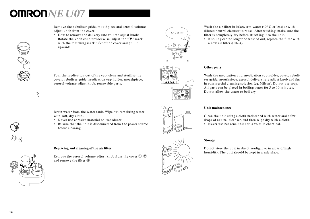 Omron NE U07 instruction manual Spare parts, Accessories optional 