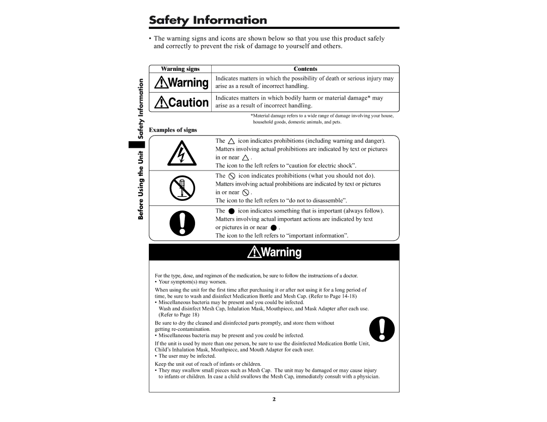 Omron NE-U22V manual Before Using the Unit Safety Information, Examples of signs 