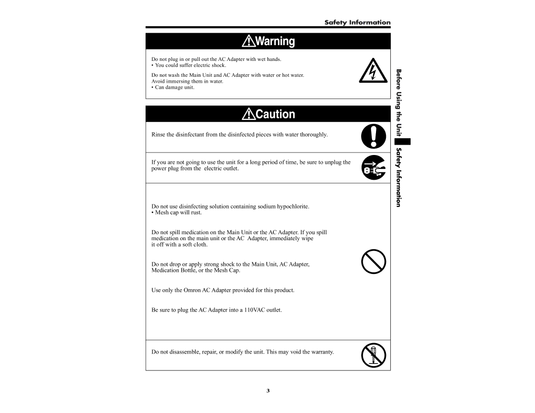 Omron NE-U22V manual Safety Information 