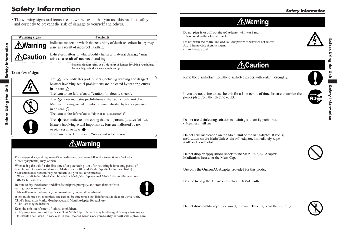 Omron NE-U22V instruction manual Safety Information 