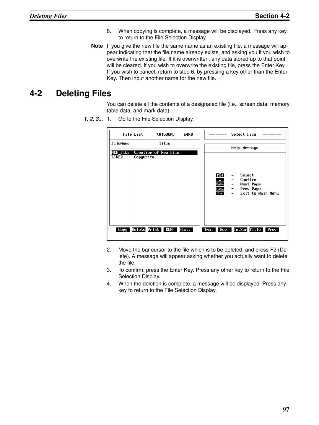 Omron NT600M, NT-series, NT20M manual Deleting Files 