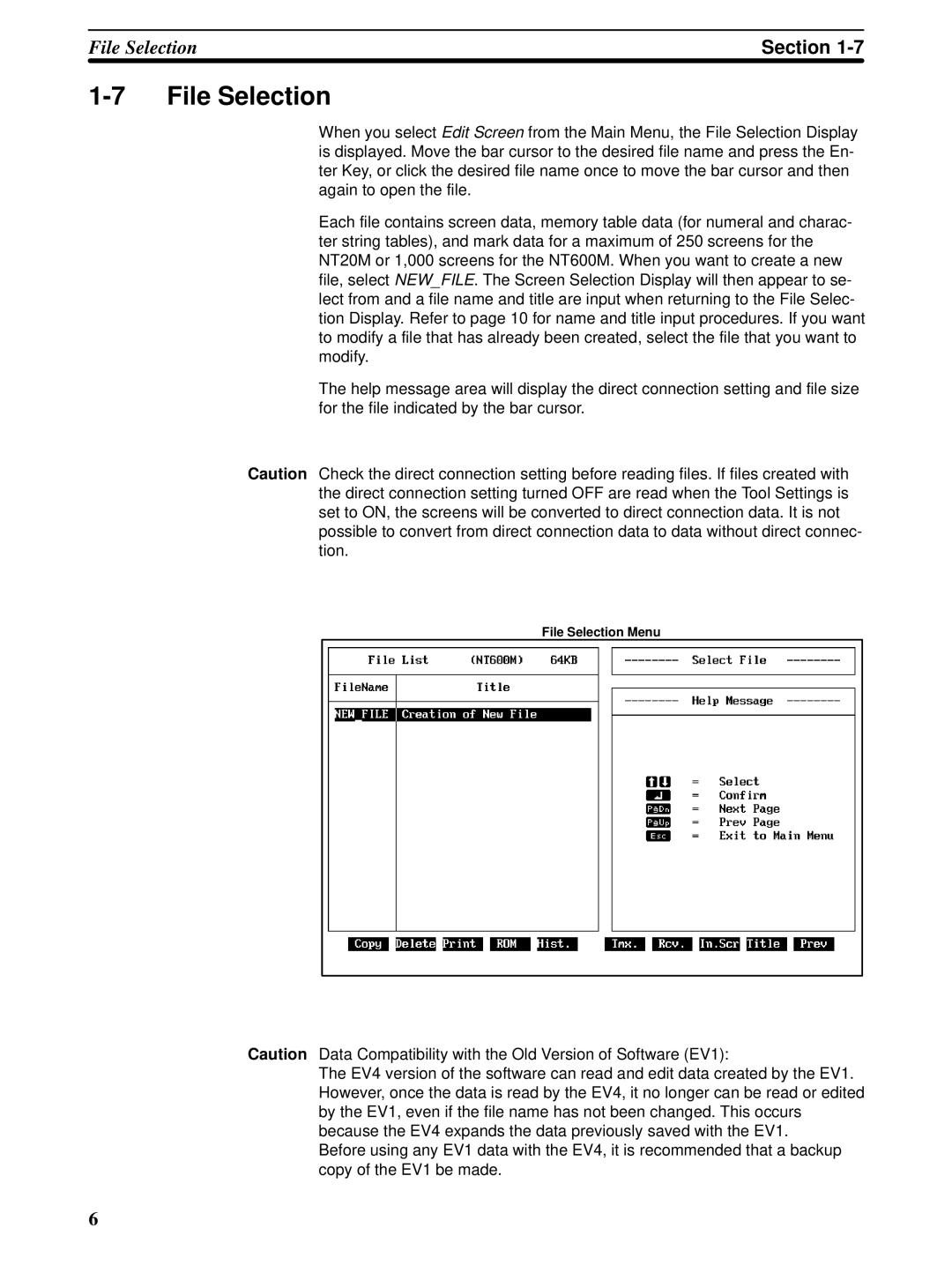 Omron NT600M, NT-series, NT20M manual File Selection 