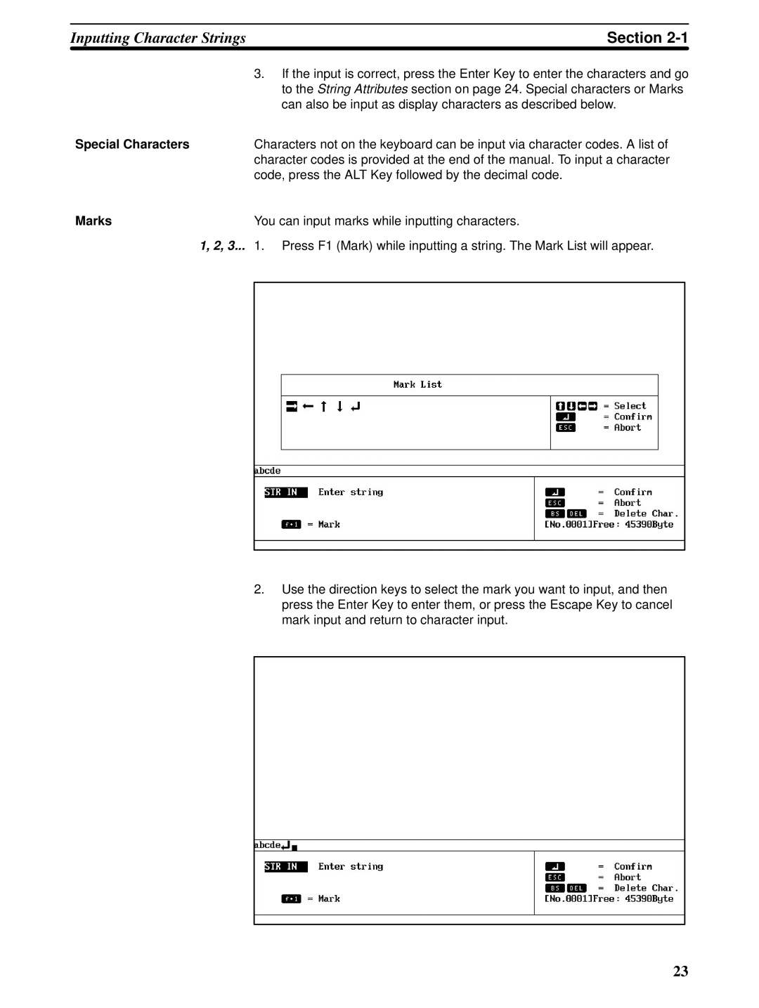 Omron NT-series, NT20M, NT600M manual Special Characters, Marks 