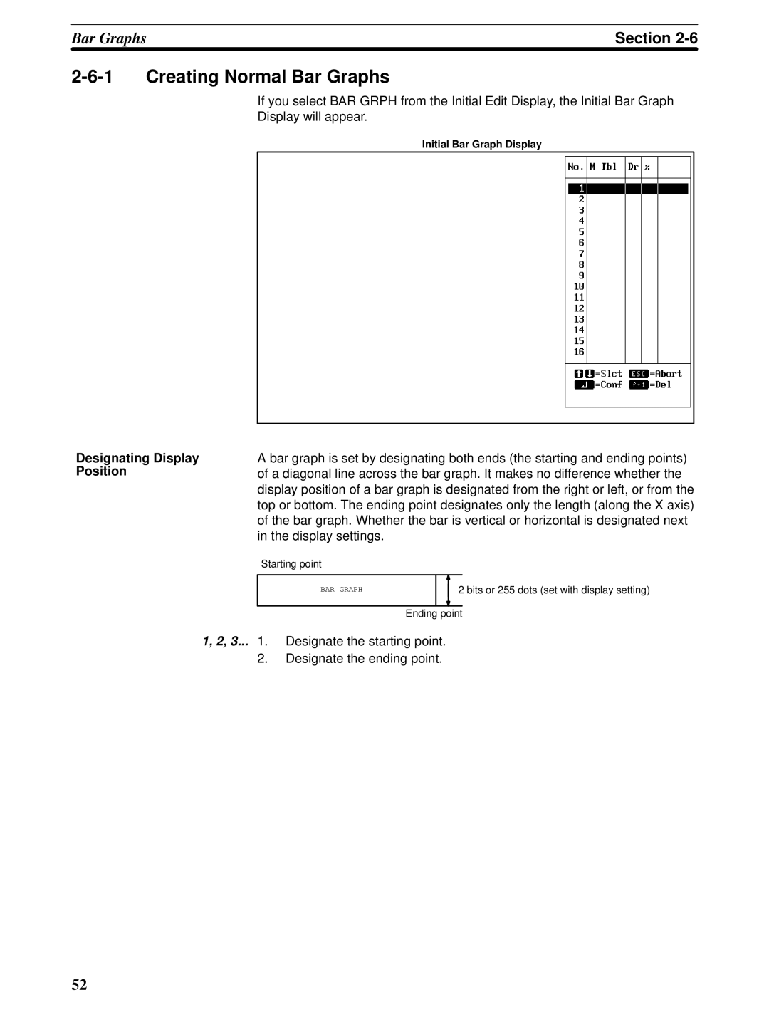 Omron NT600M, NT-series, NT20M manual Creating Normal Bar Graphs, Designating Display Position 