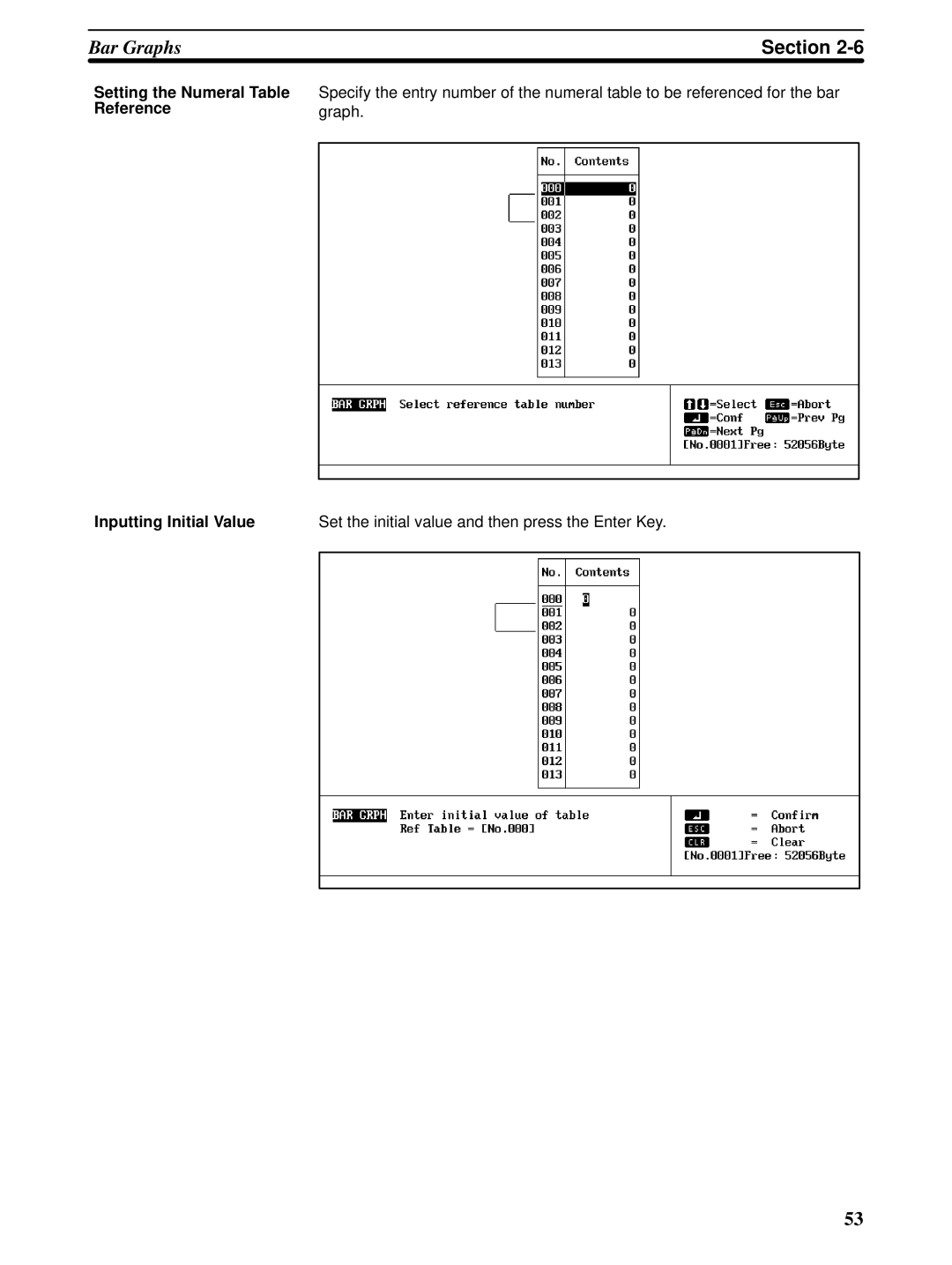 Omron NT-series, NT20M, NT600M manual Setting the Numeral Table Reference Inputting Initial Value 