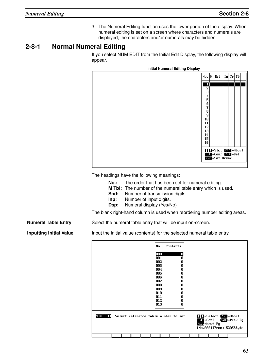 Omron NT20M, NT-series, NT600M manual Normal Numeral Editing 