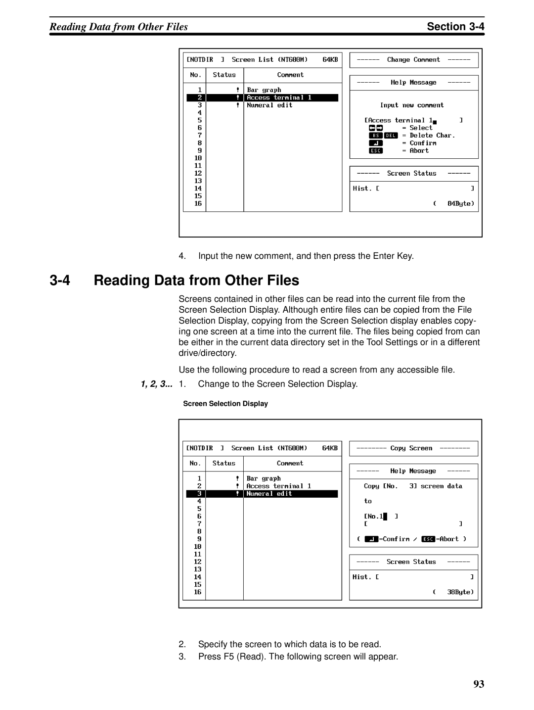 Omron NT20M, NT-series, NT600M manual Reading Data from Other Files 