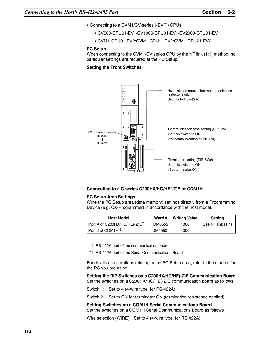 Omron NT31 NT31C manual PC Setup, Host Model Word # Writing Value Setting 