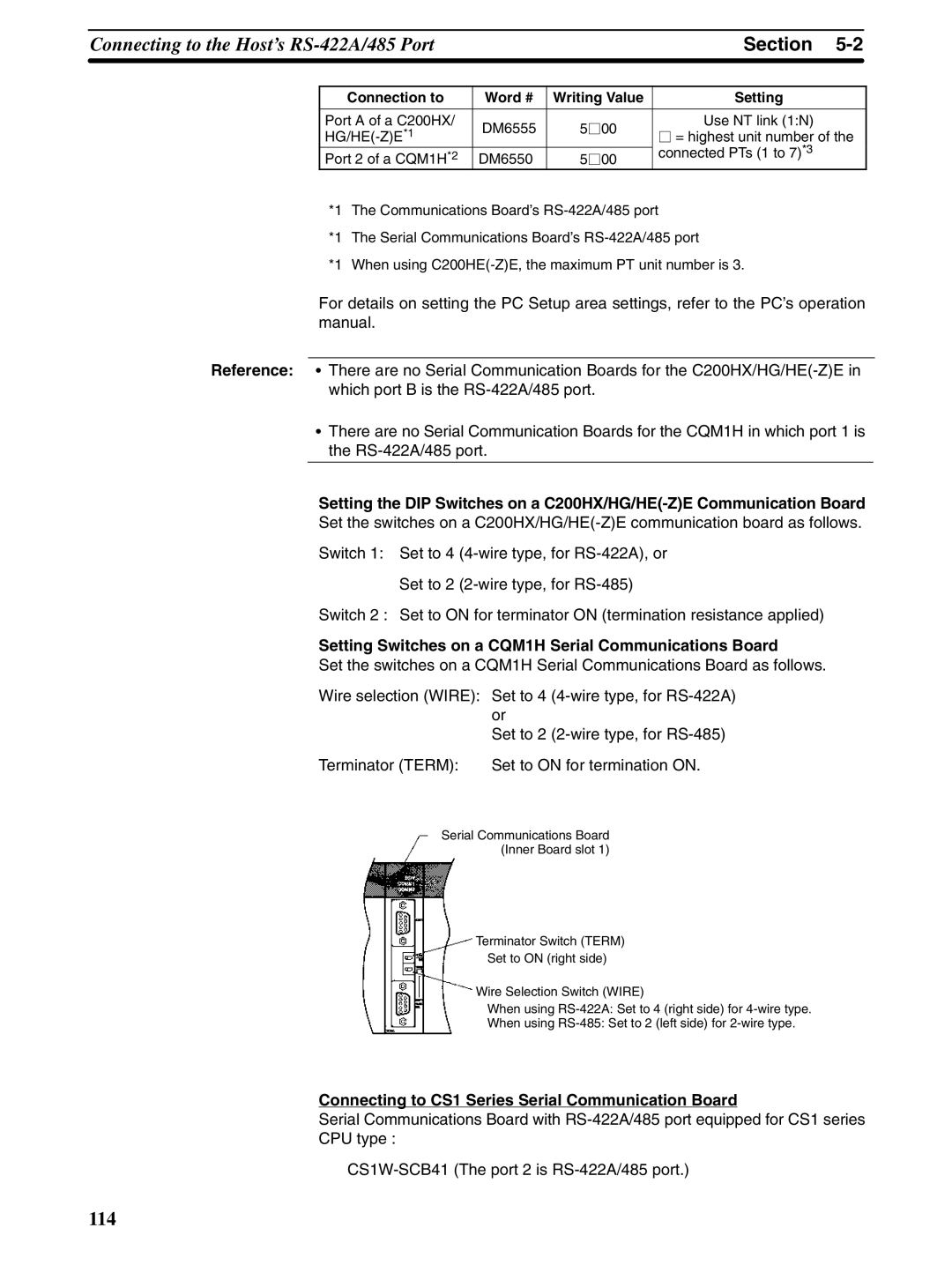 Omron NT31 NT31C manual Connecting to CS1 Series Serial Communication Board, Connection to Word # 