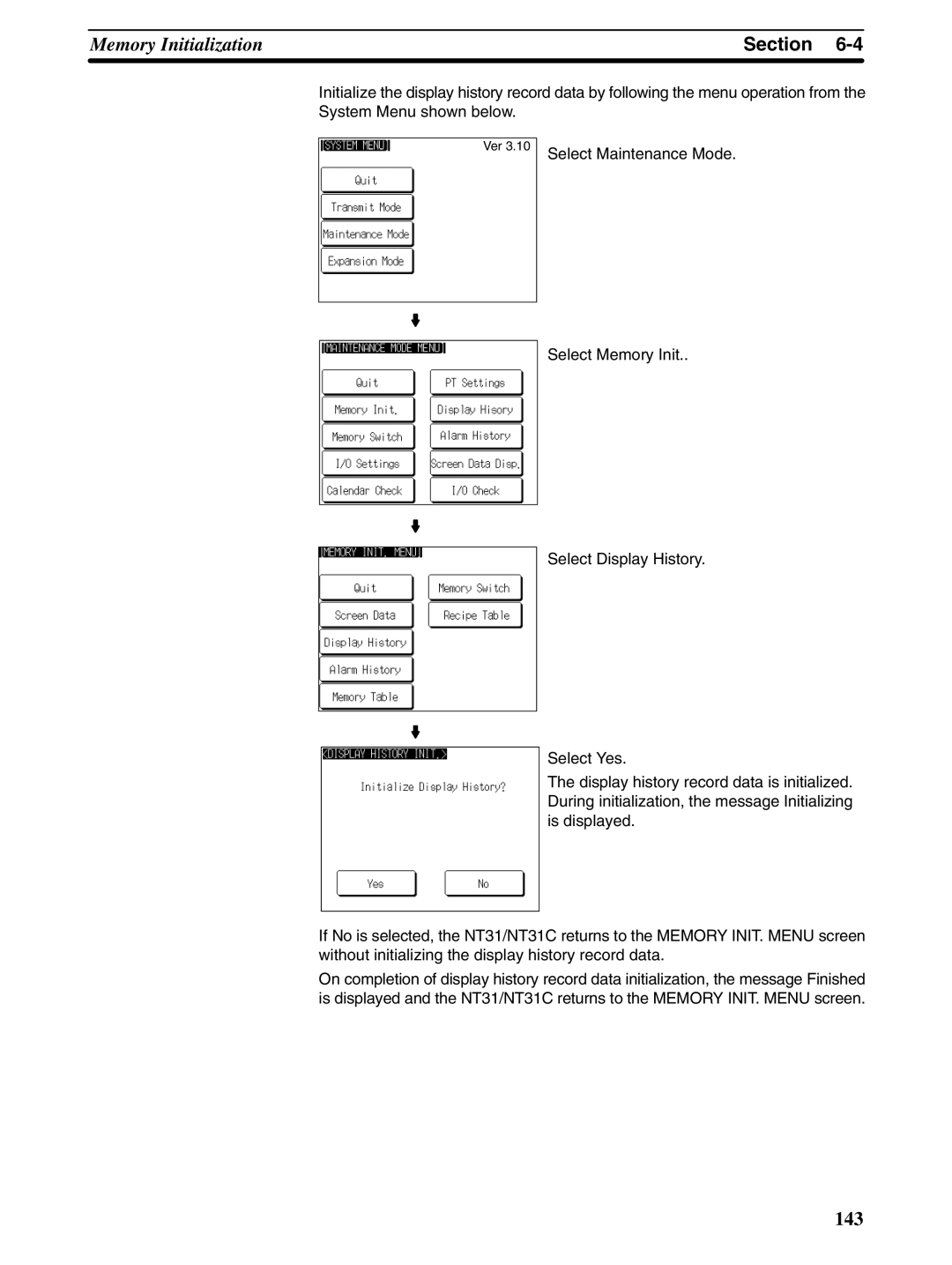 Omron NT31 NT31C manual System Menu shown below, Select Maintenance Mode 