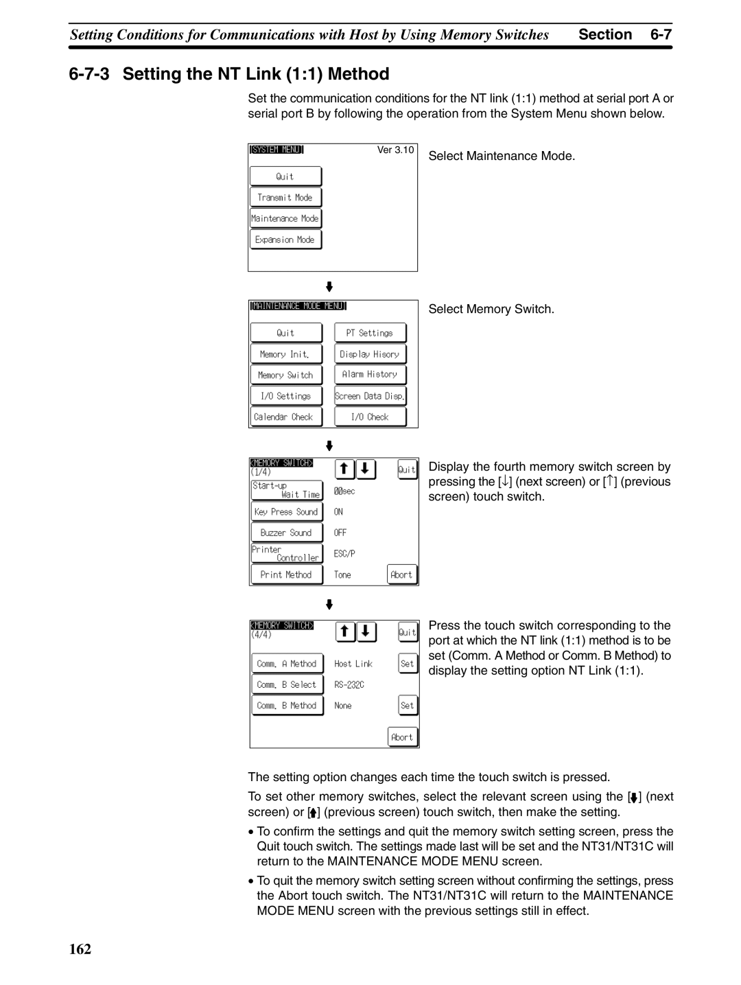 Omron NT31 NT31C manual Setting the NT Link 11 Method, Select Maintenance Mode 