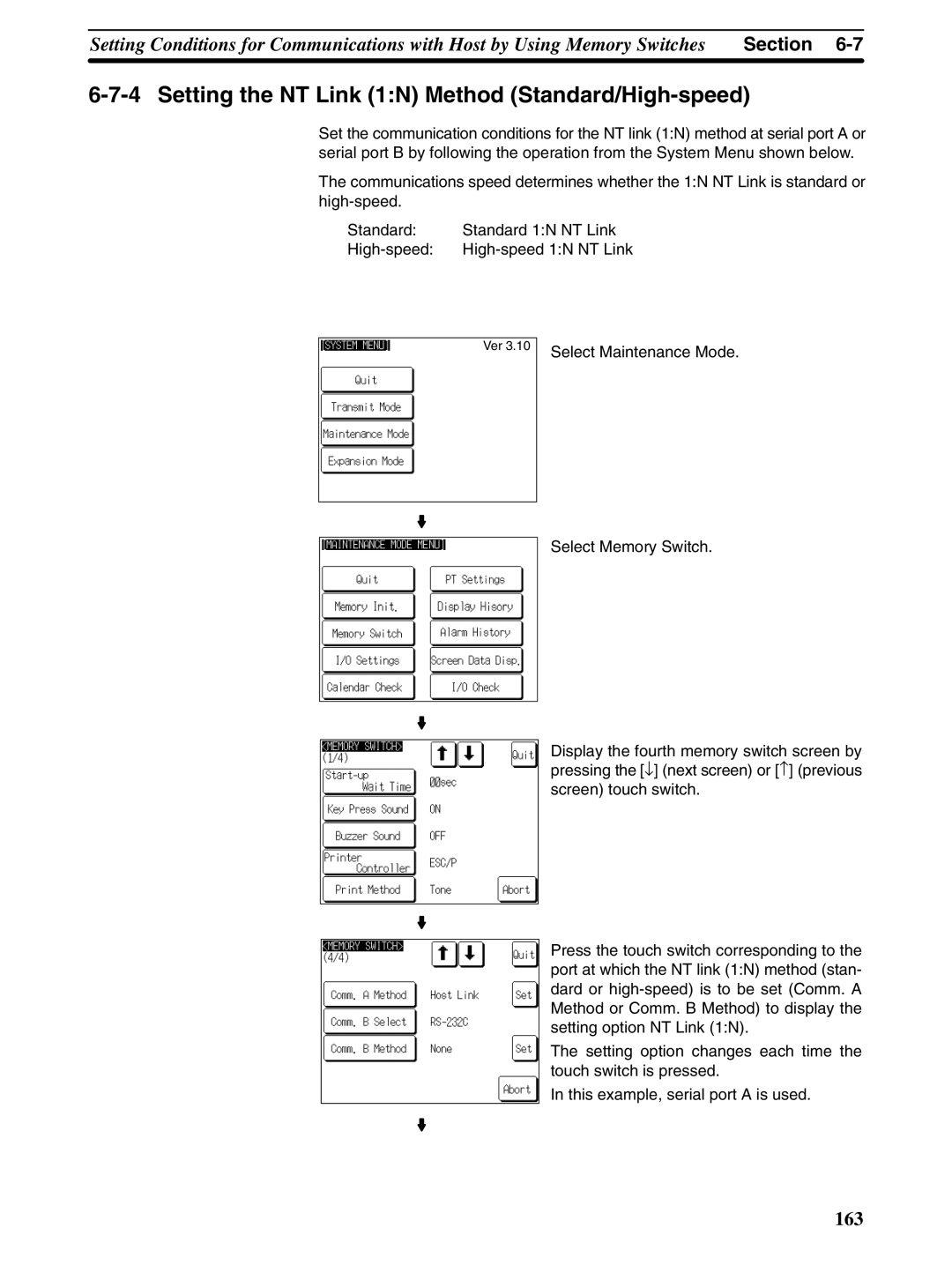 Omron NT31 NT31C manual Setting the NT Link 1N Method Standard/High-speed 