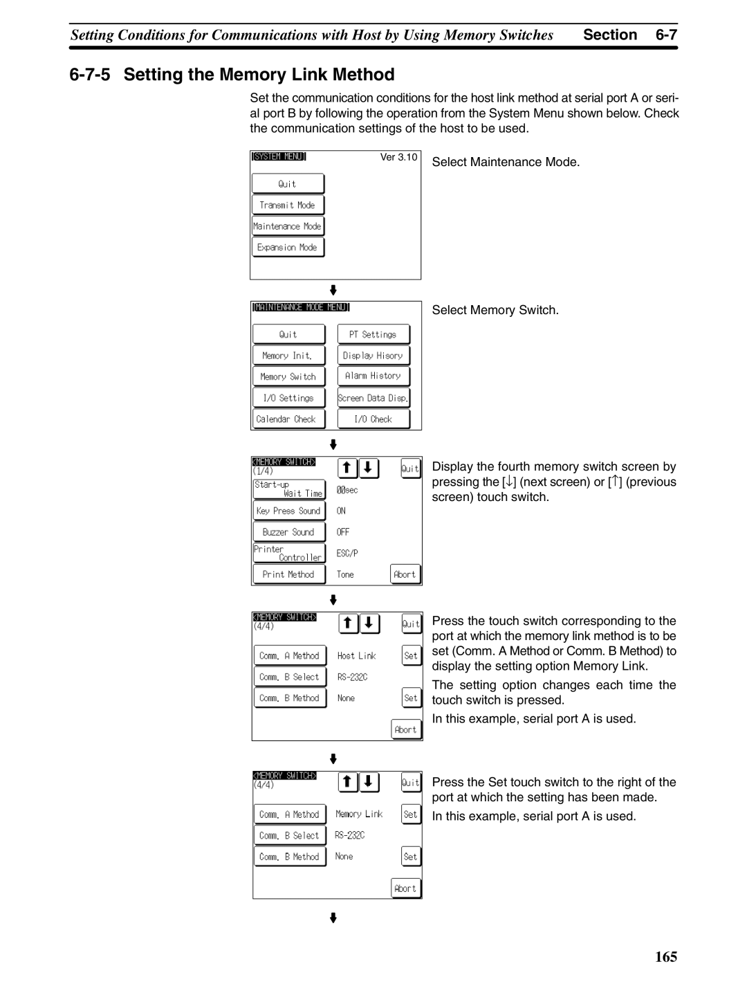 Omron NT31 NT31C manual Setting the Memory Link Method 